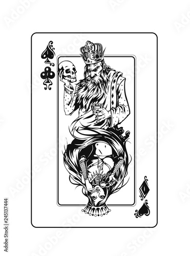 Casino Games - Poker playing card, Hand Drawn Sketch Vector illustration.