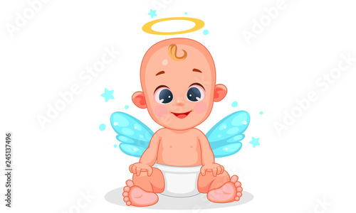 Vector illustration of cute angel baby with beautiful expressions