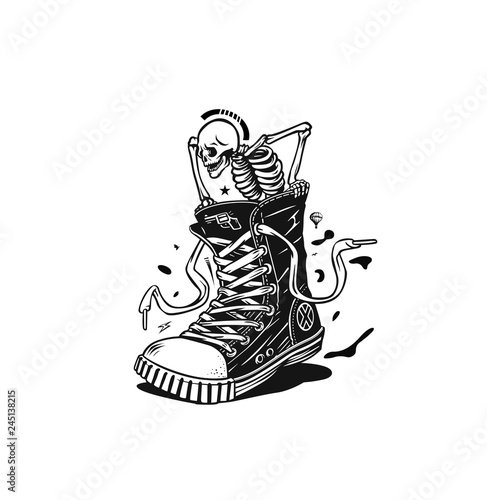 Hipster sneakers in hand drawn graphic