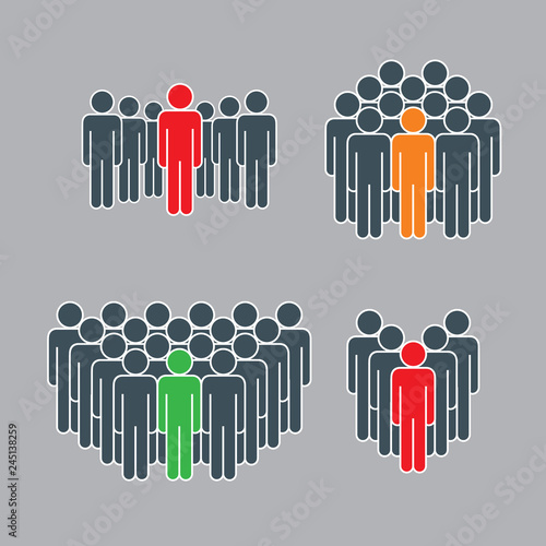 Set of Icon in flat style isolated on grey background. Vector People.
