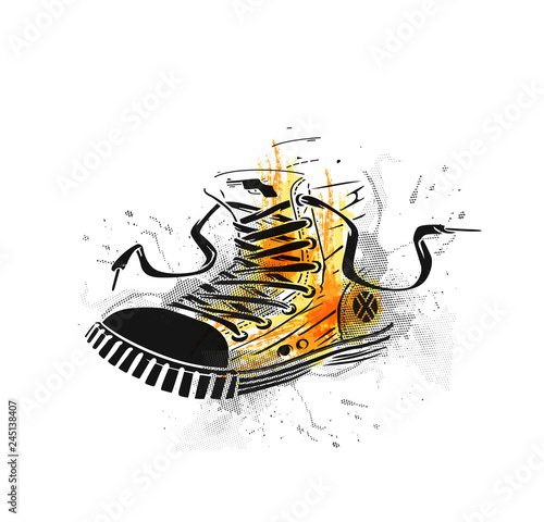Hipster sneakers in hand drawn graphic
