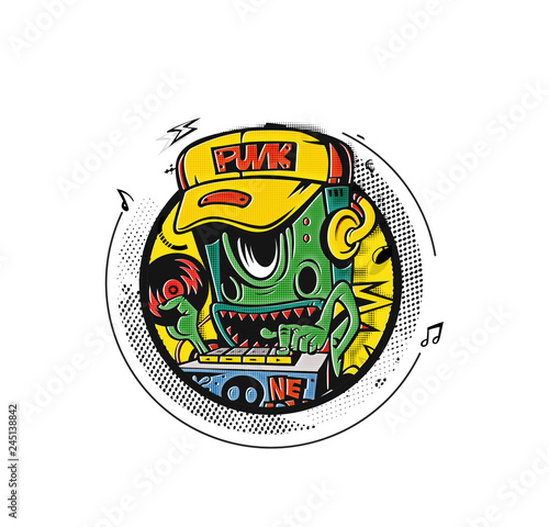 Robot party concept design for t-shirt print