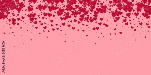 Red heart love confettis. Valentine's day gradient