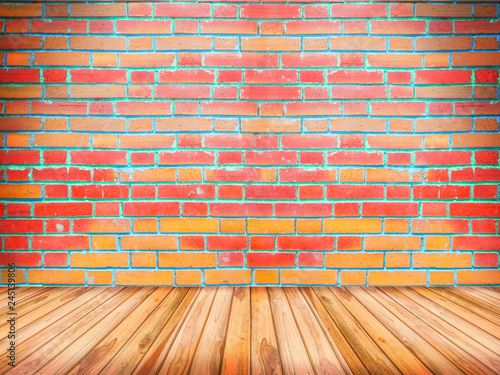 wood floor with brick wall backgrounds