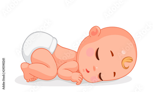 Vector illustration of cute baby sleeping