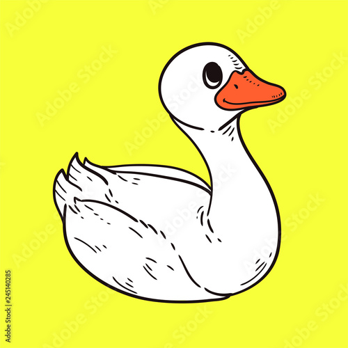 Hand drawn a white duck.