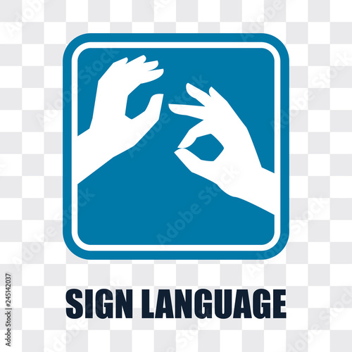 hand with sign language gesture on transparent background. vector illustration