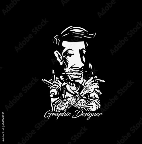 Graphic Designer - Art director - Freelancer,  Flat vector cartoon illustration