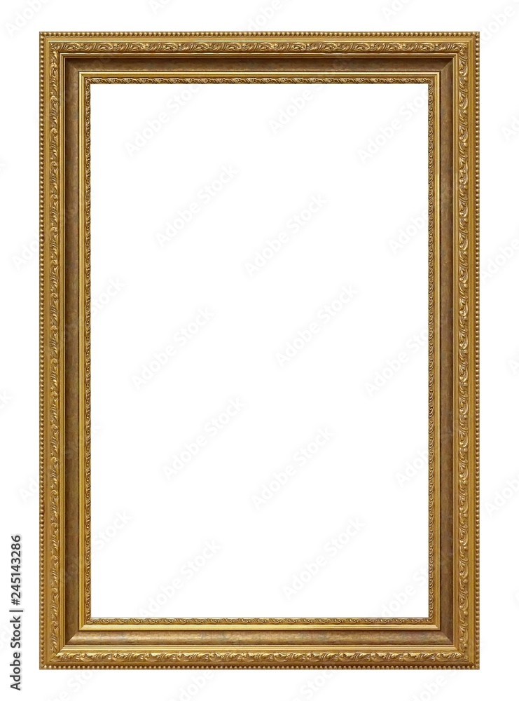 Golden frame for paintings, mirrors or photo isolated on white background Golden frame for paintings, mirrors or photo isolated on white background