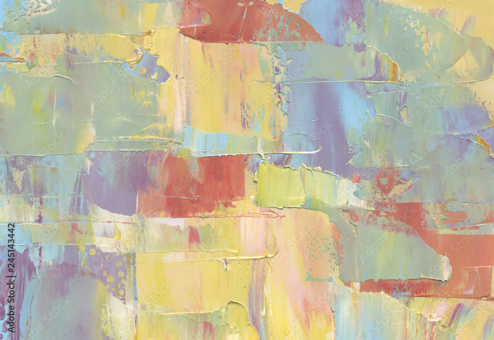 Highly-textured colorful abstract painted background. Texture of oil, palette knife. High detail & resolution. Can be used for web design, art print, textured fonts, figures, shapes, etc.