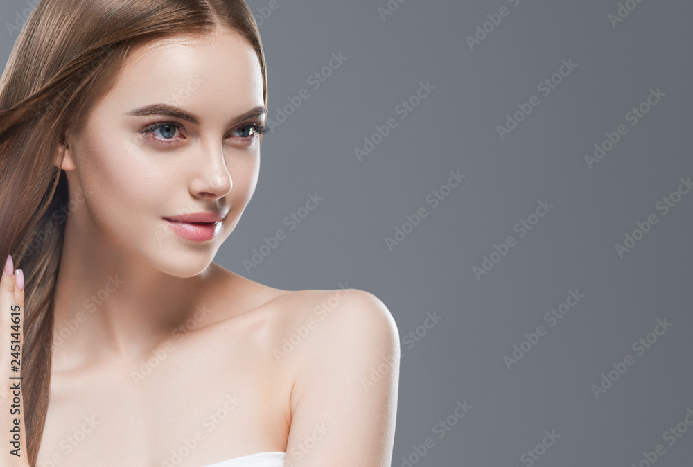 Beautiful hair woman long brunette hairstyle female healthy skin beauty makeup cosmetic concept Beautiful hair woman long brunette hairstyle female healthy skin beauty makeup cosmetic concept