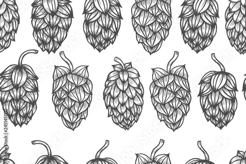 Hop vector seamless pattern.