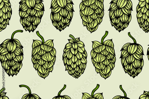 Hop vector seamless pattern.