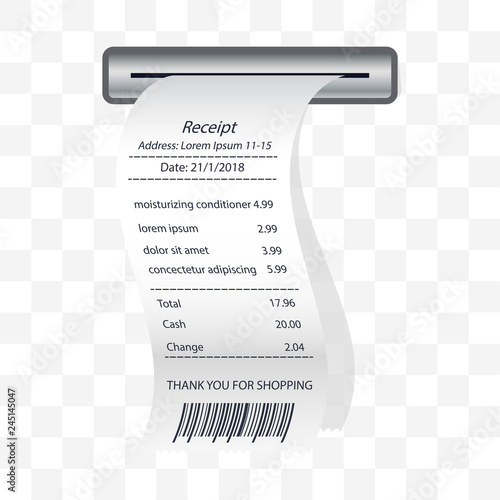 moisturizing conditioner receipt printed, paper financial check. vector illustration
