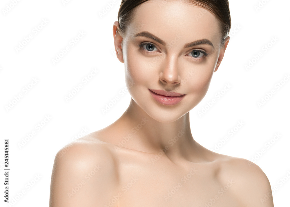 Healthy skin woman beauty face closeup female cosmetic portrait Healthy skin woman beauty face closeup female cosmetic portrait