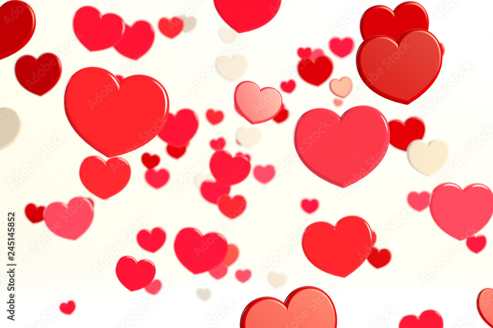 Happy Valentines Day Background with 3D Hearts.3d rendering