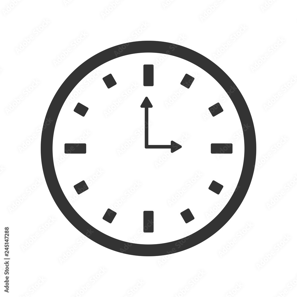 Flat watch icon. Silhouette time web clock Flat watch icon. Silhouette time web clock