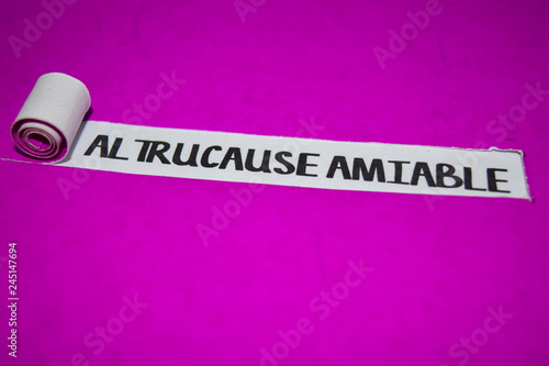 Altrucause Amiable text, Inspiration and positive vibes concept on purple torn paper