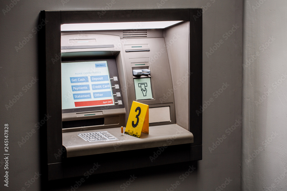 Crime Scene Evidence Marker Near to ATM Crime Scene Evidence Marker Near to ATM