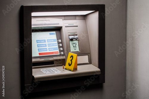 Crime Scene Evidence Marker Near to ATM