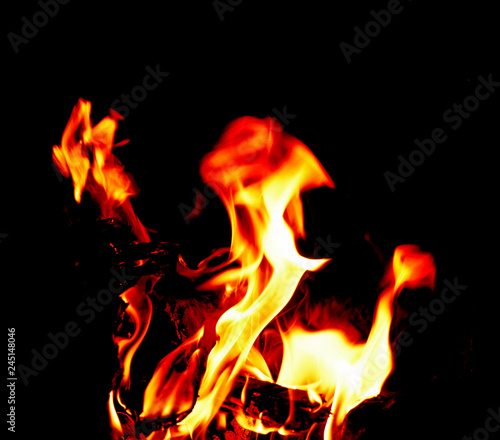 Fire flames Fire flame on black background © Вячеслав