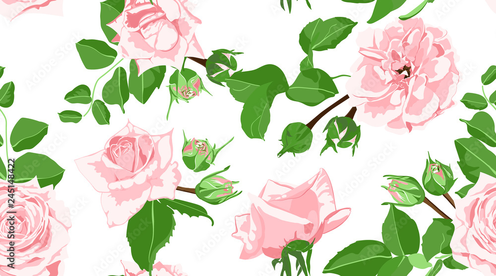 Roses Seamless Pattern in Vintage Style.