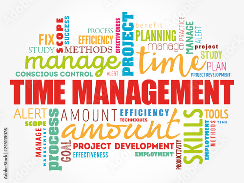 Time Management word cloud collage, business concept background
