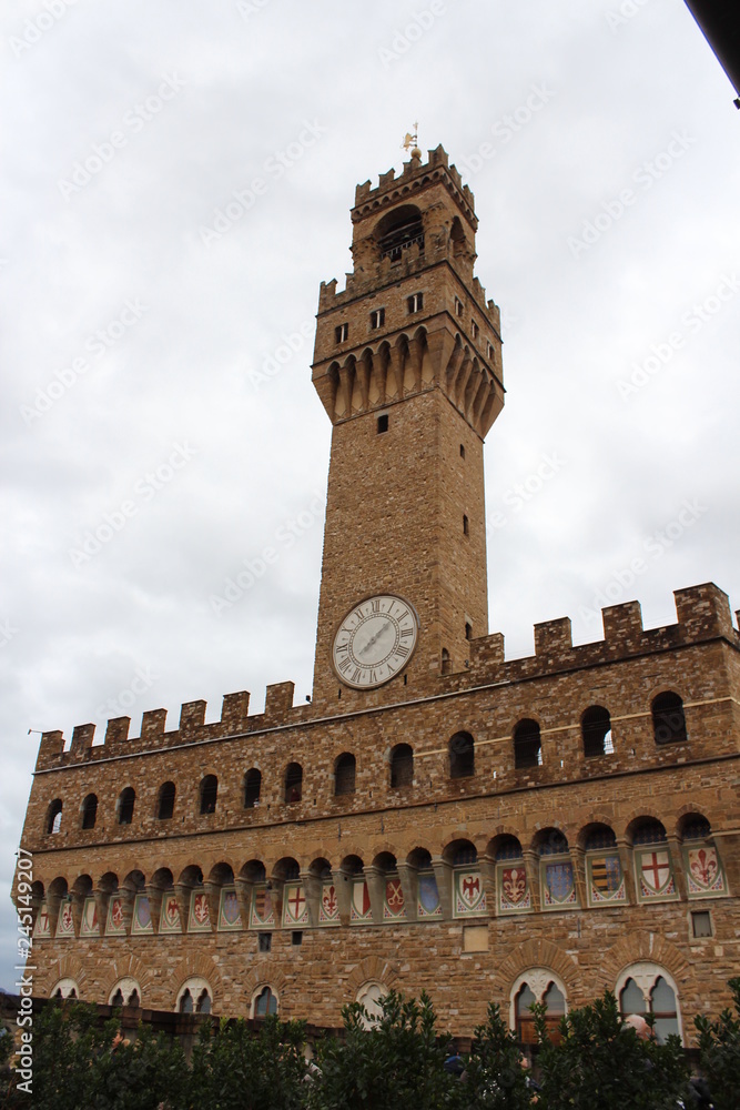 clock tower in florence, tuscany, italy