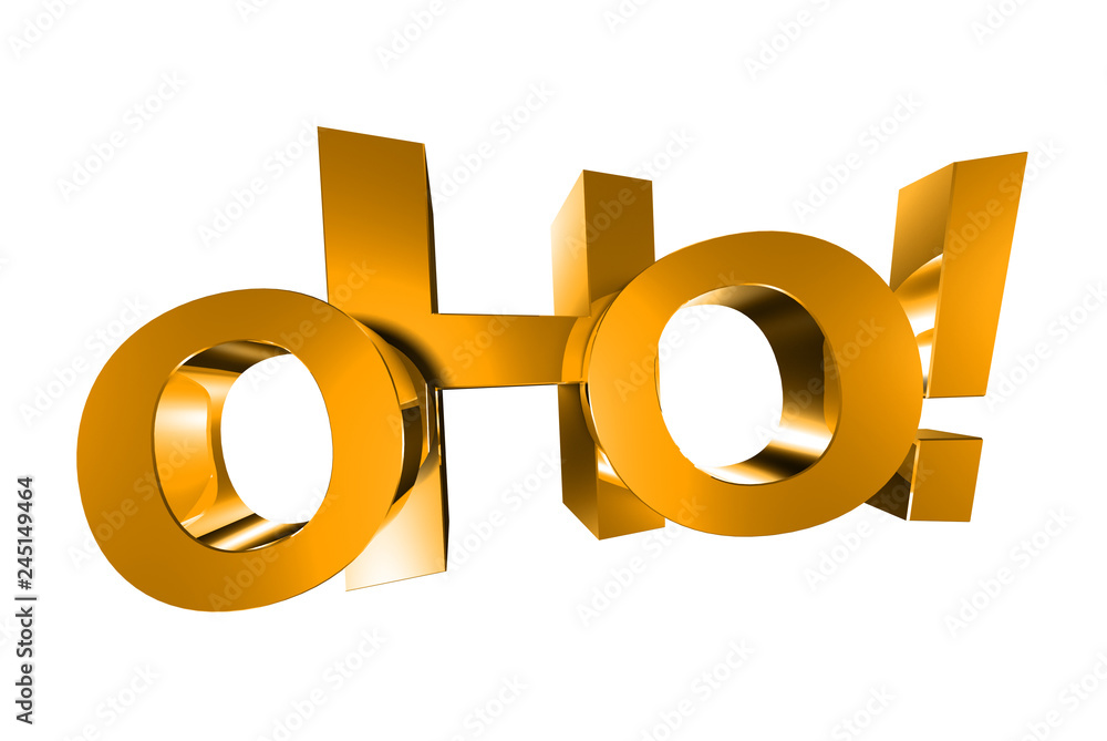Oho gold 3d,Oho white background.