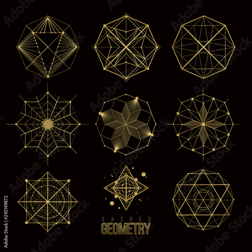 Sacred geometry forms, shapes of lines, logo, sign, symbol.