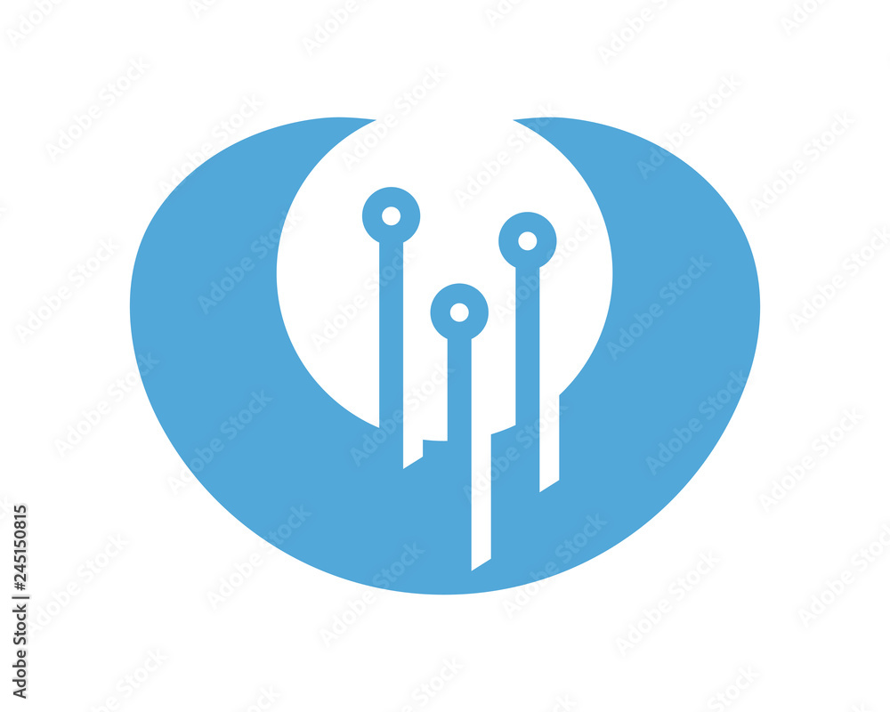 U letter tech logo template U letter tech logo template