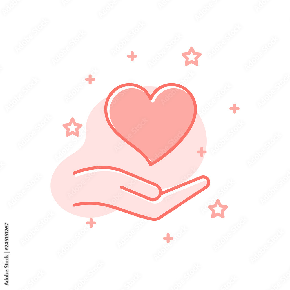 Heart In Hand flat design valentines day vector Heart In Hand flat design valentines day vector