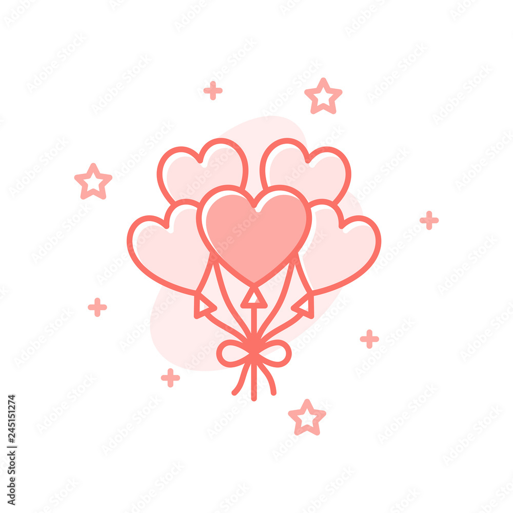 Heart ballon flat style design icon vector concept