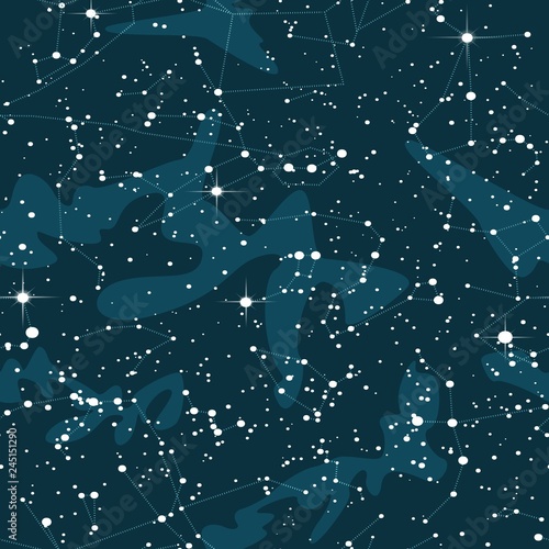 Astronnomic Art Space Seamless Pattern. Endless repeatable night sky background