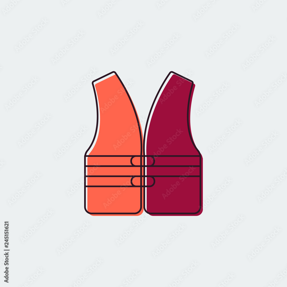 Obraz premium Life Vest Flat Line Icon.Graphic Design.Vector Illustration