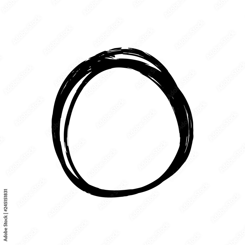 Black ink brush round stroke isolated on white background Black ink brush round stroke isolated on white background