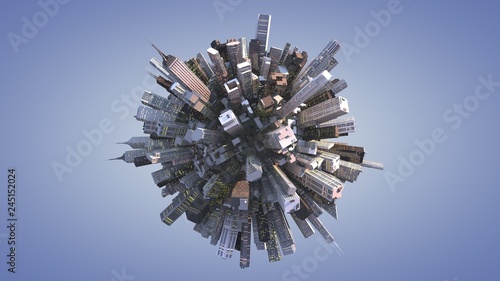 city sphere 3d rendering