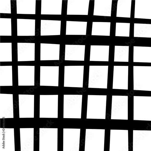 Black and white stylized plaid cell background. Abstract geometric gingham pattern