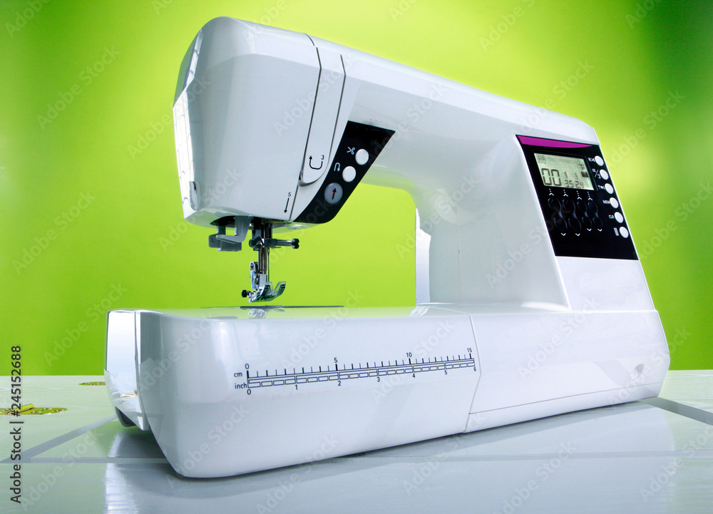 Sewing machine on apple green