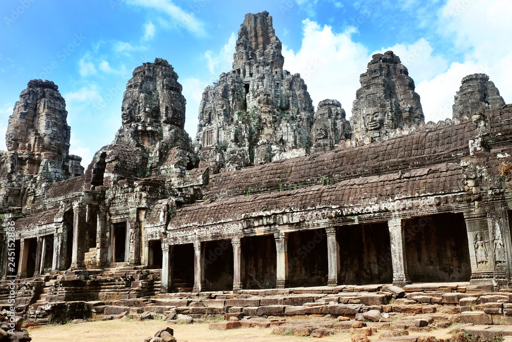 Bayon temple is Khmer ancient temple in complex Angkor Wat, Cambodia