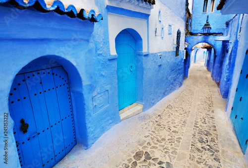 Traditional moroccan architectural details in Chefchaouen, Morocco, Africa © Andrii Vergeles