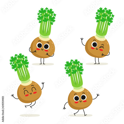 Celery. Cute vegetable character set isolated on white