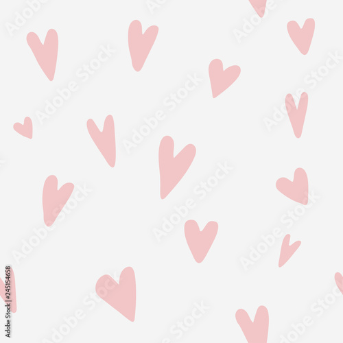 Heart Love Seamless Pattern. Contemporary Soft Pink Pastel Cute Hipster Minimalistic Background Print for Textile, Wallpaper and Wrapping. St. Valentine’s Day Concept. 