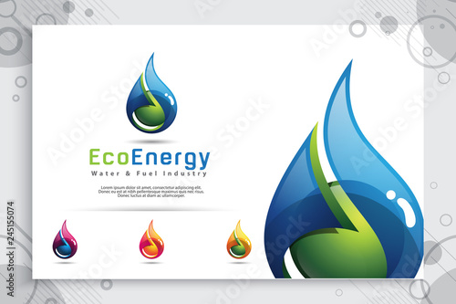 Water drop vector logo design with modern color concept, illustration symbol fresh mineral water for healthy.