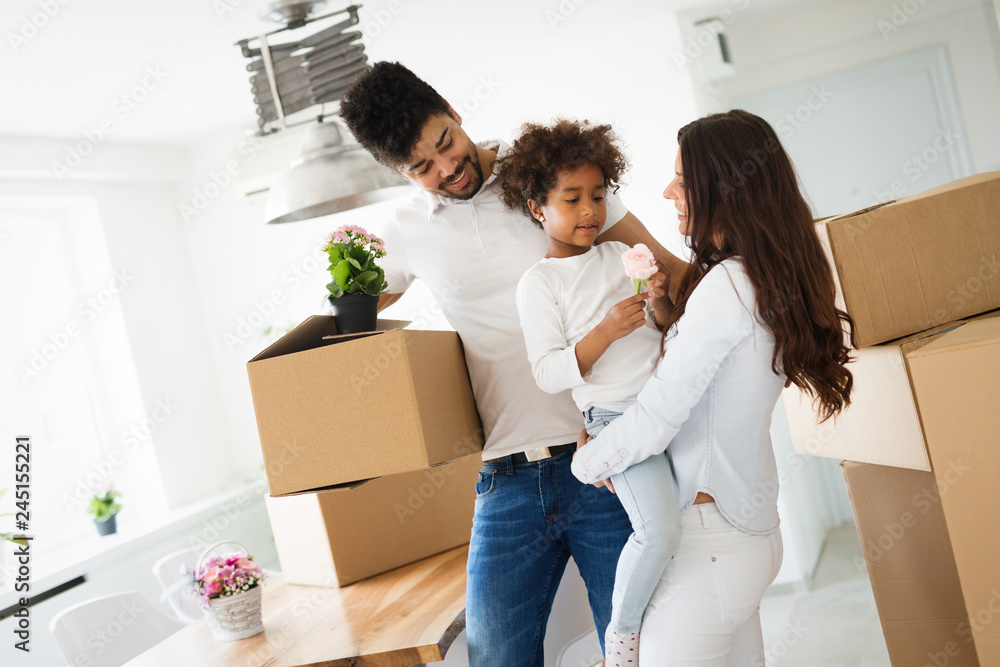 Family moving into their new home Family moving into their new home