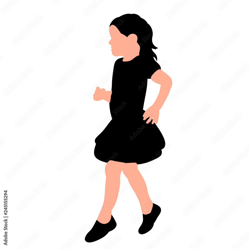 silhouette of the child, the little girl is walking silhouette of the child, the little girl is walking