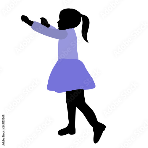 vector, on a white background, silhouette in colored clothes child rejoices
