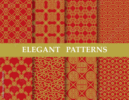 chinese texture pattern set, vector illustration