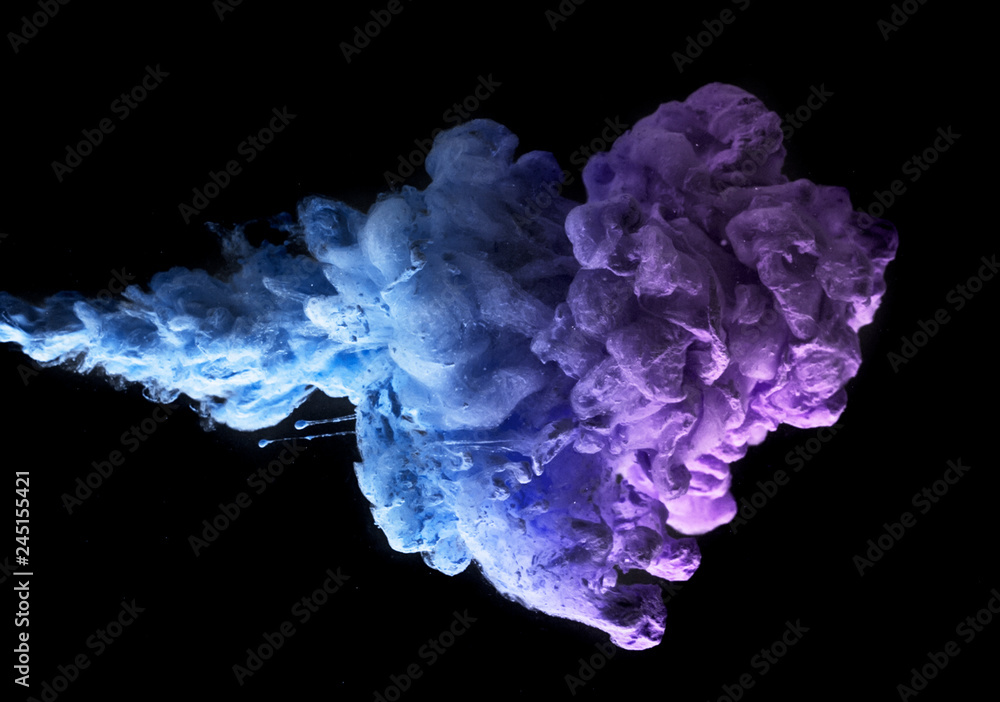 colored acrylic paint in water. the explosion of colours on a black background colored acrylic paint in water. the explosion of colours on a black background