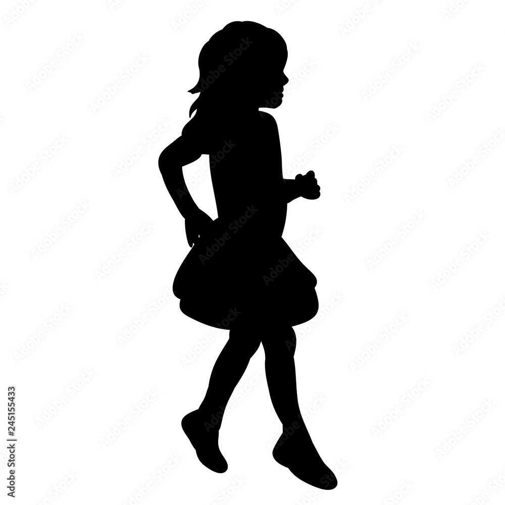 vector, on a white background, black silhouette girl